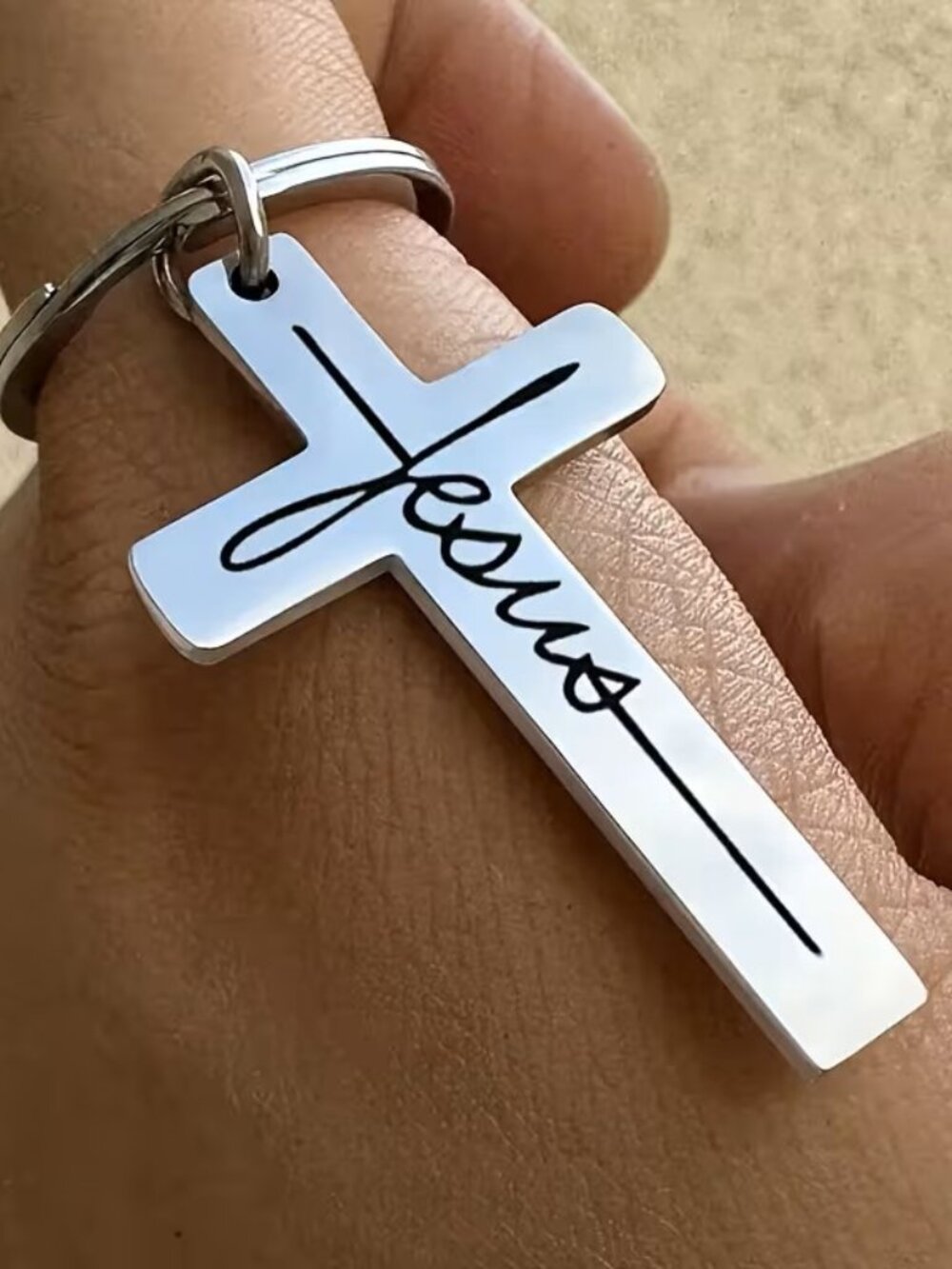 Jesus Cross Keychain Faith Christian Gift Religious Inspirational Car Key Ring